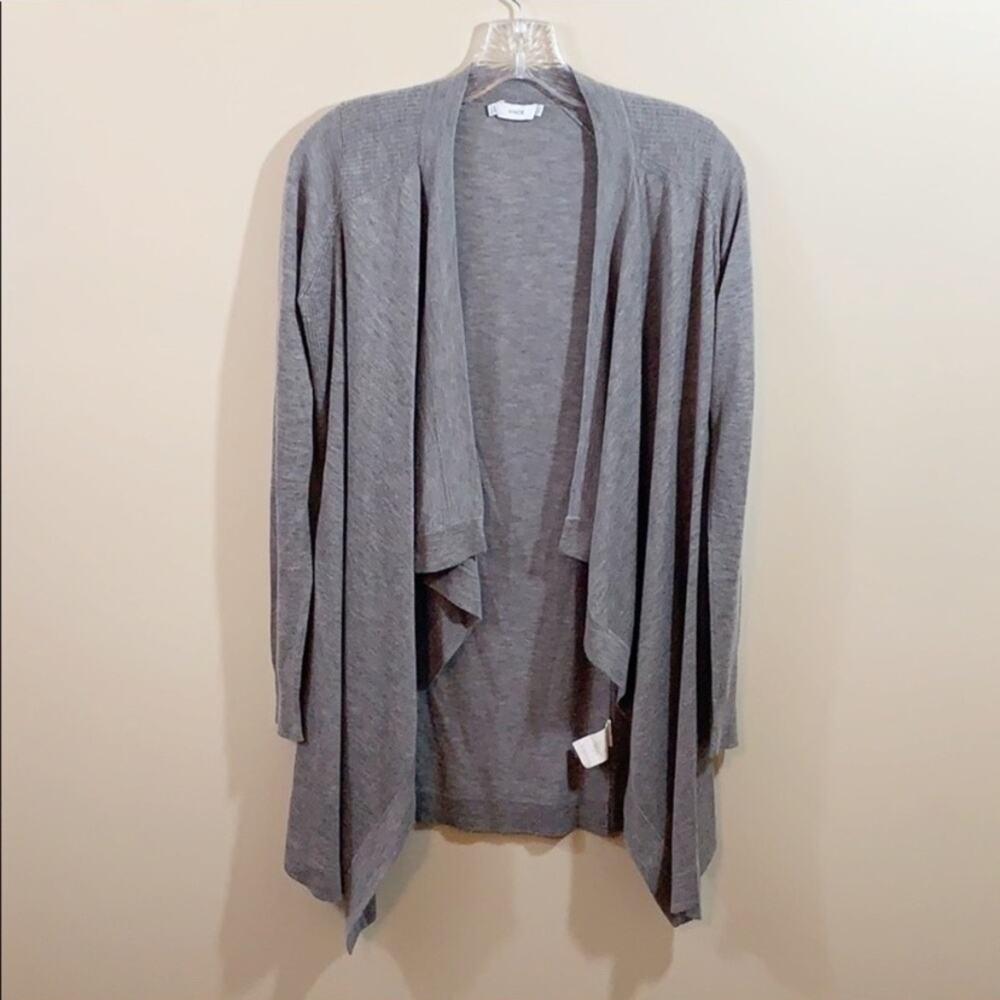 Vince Wool Blend Open Drape Gray Cardigan